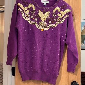 Vintage Purple Embellished Sweater by Victoria Harbour